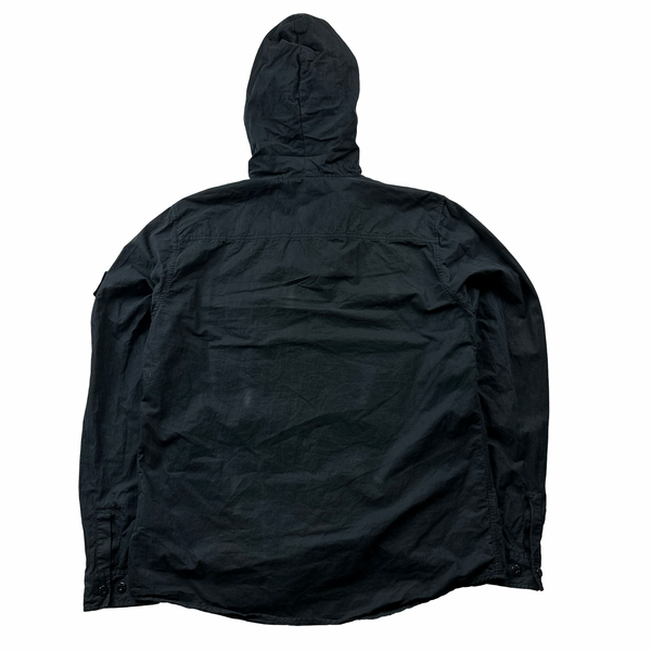 Stone Island Black Cotton Blend Multipocket Overshirt Jacket - Large