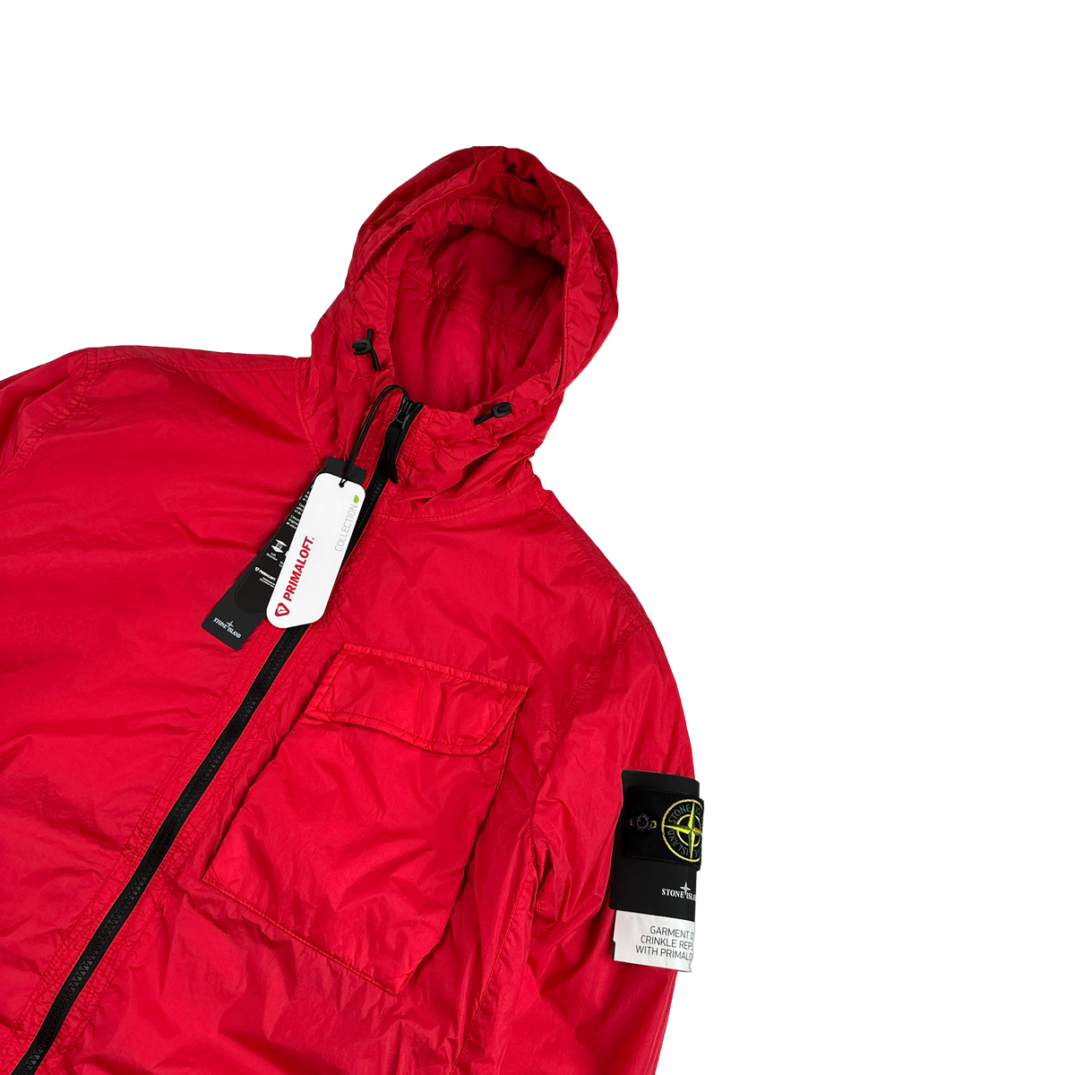 Stone Island 2022 Red Crinkle Primaloft Lined Jacket Medium