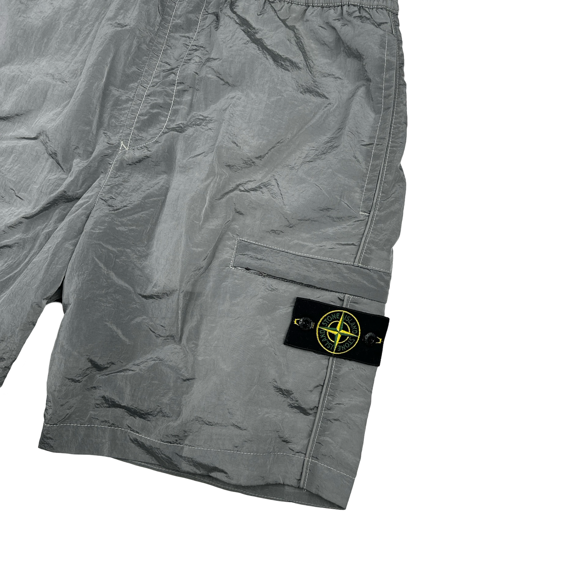 Stone Island 2022 Grey Nylon Metal Loose Fit Cargo Shorts Large