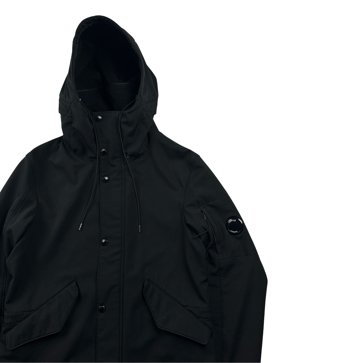 CP Company Black Soft Shell Fishtail Parka Jacket Small