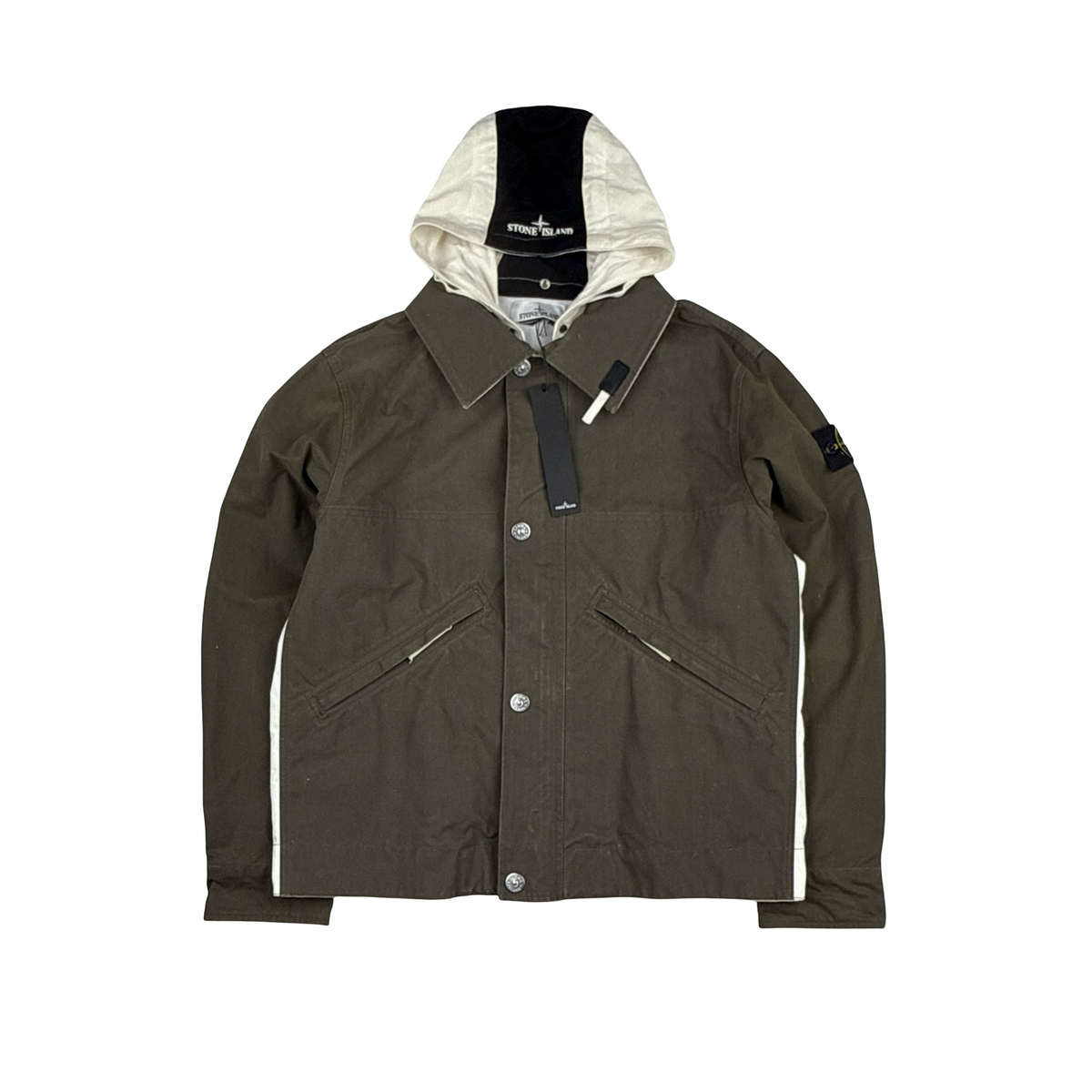 Stone Island 2025 Tela Resinata Spellout Hood Bomber Jacket 