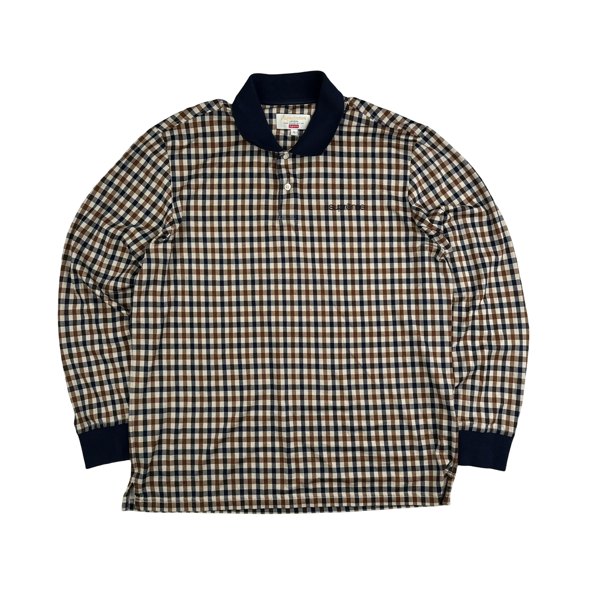 トップス Supreme/Aquascutum Club Check Polo Aquascutum X Supreme Checked Longsleeve T Shirt - Large