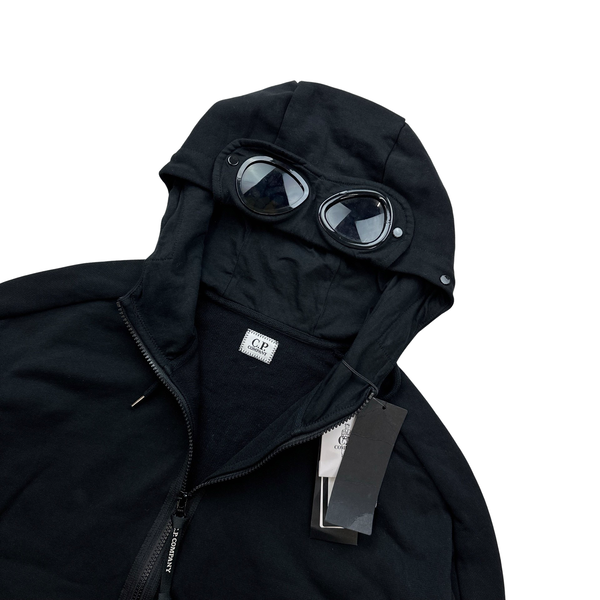 CP Company Black Zipped Goggle Thumb Hole Hoodie Jumper - Small - Large