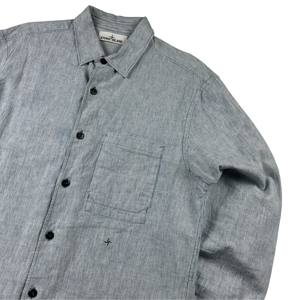 Stone Island 2016 Blue Linin Blend Buttoned Shirt - Large