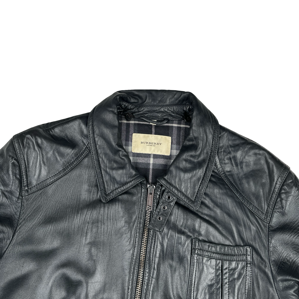 ジャケット・アウター Burberry eco leather jacket nova check Burberry Leather Nova Check Lined Heavyweight Multi Pocket Jacket