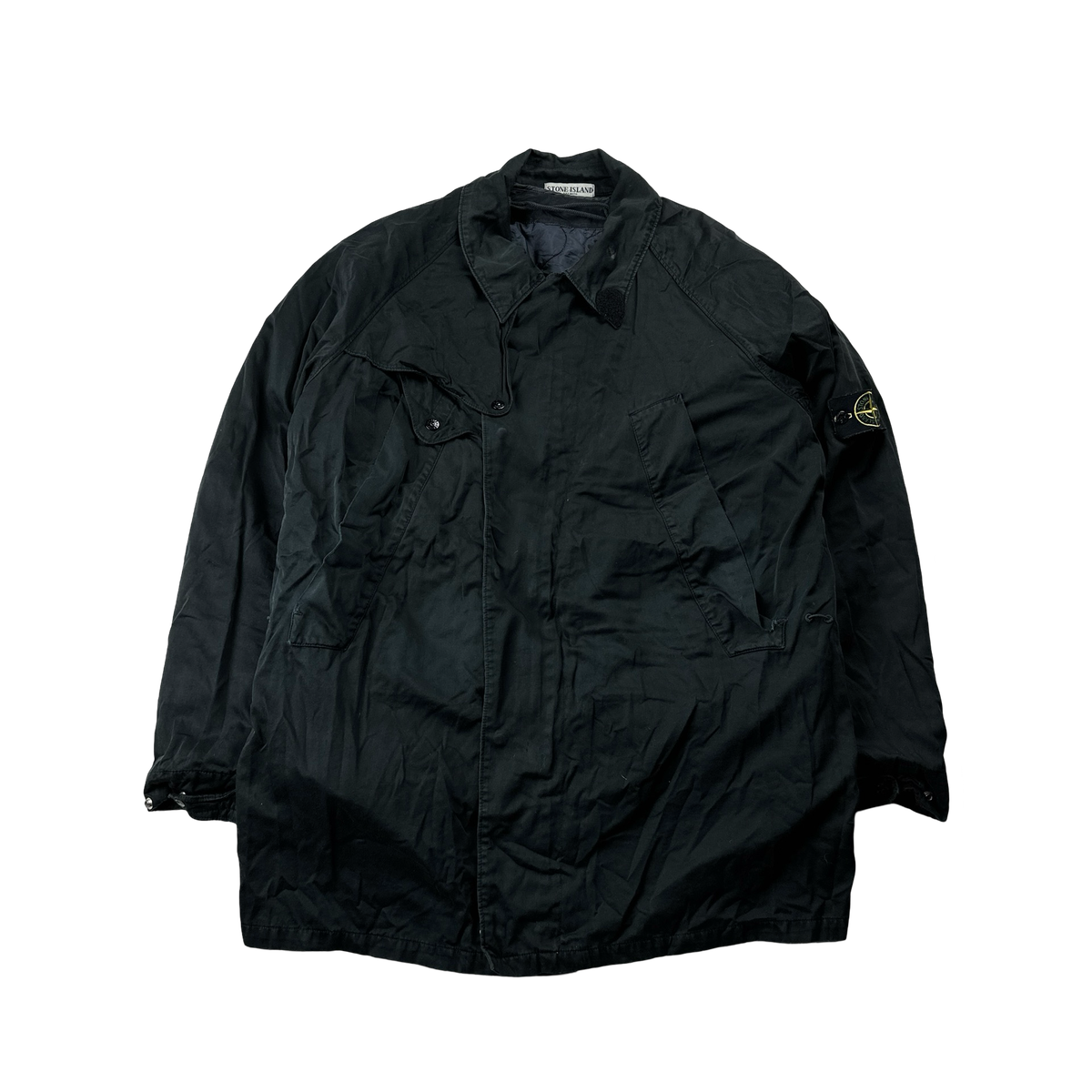 Stone Island 2003 Navy Raso Gommato Lined Trench Coat Jacket -XL