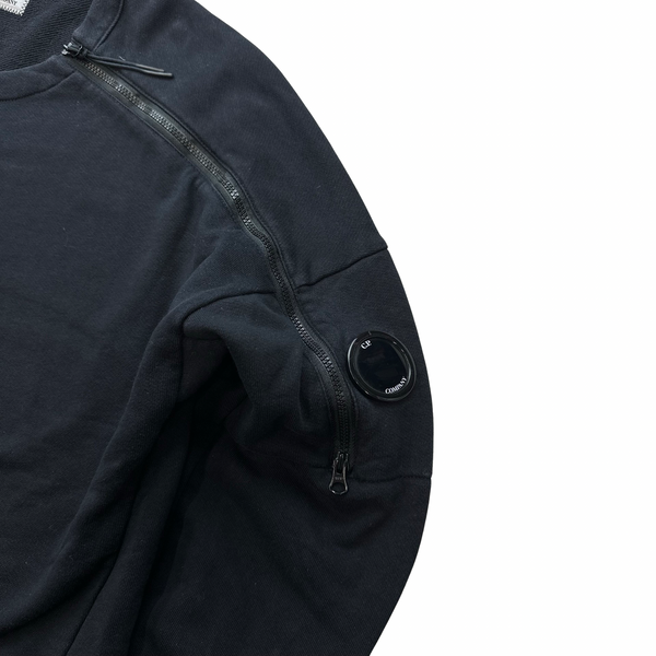 CP Company Navy Cotton Shoulder Zip Crewneck Sweatshirt - Large