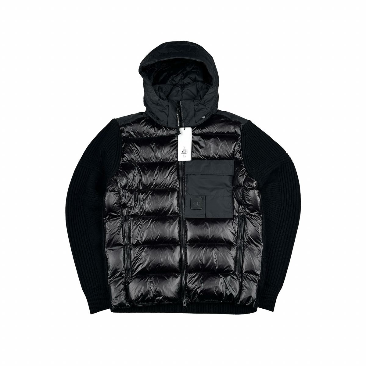 CP Company Black Hybrid Padded Soft Shell Knit Jacket XL