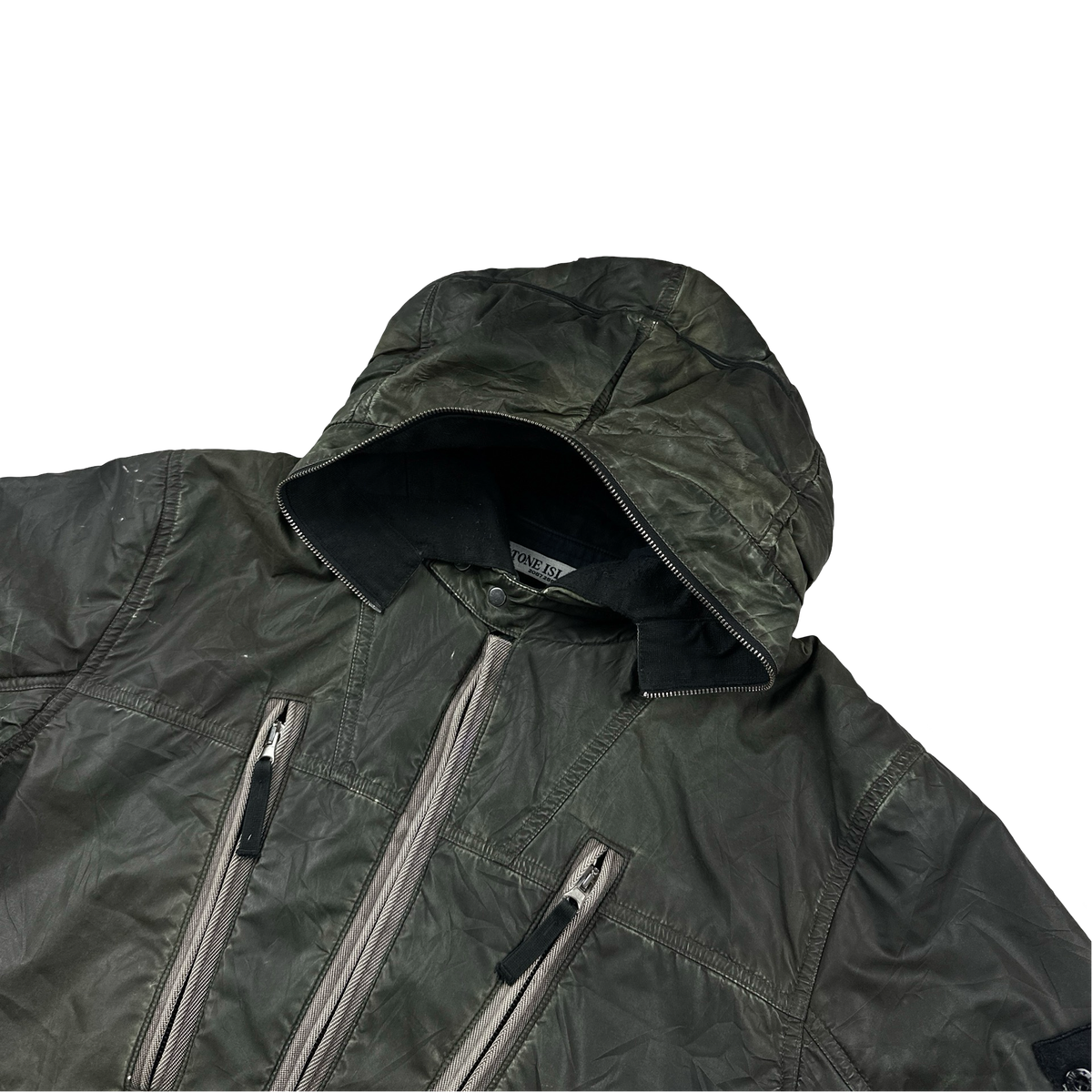 Stone Island 2010 Grey Liquid Reflective Fleece Lined Jacket Large