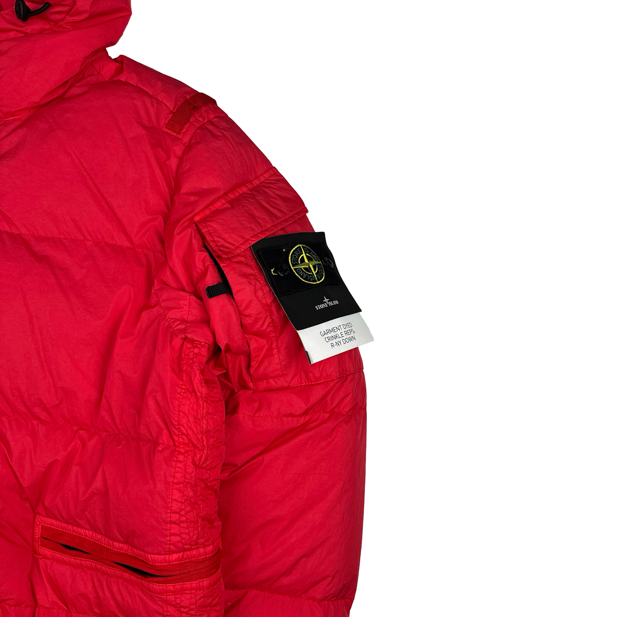 Stone Island 2022 Red Crinkle R-NY Down Puffer Jacket Medium