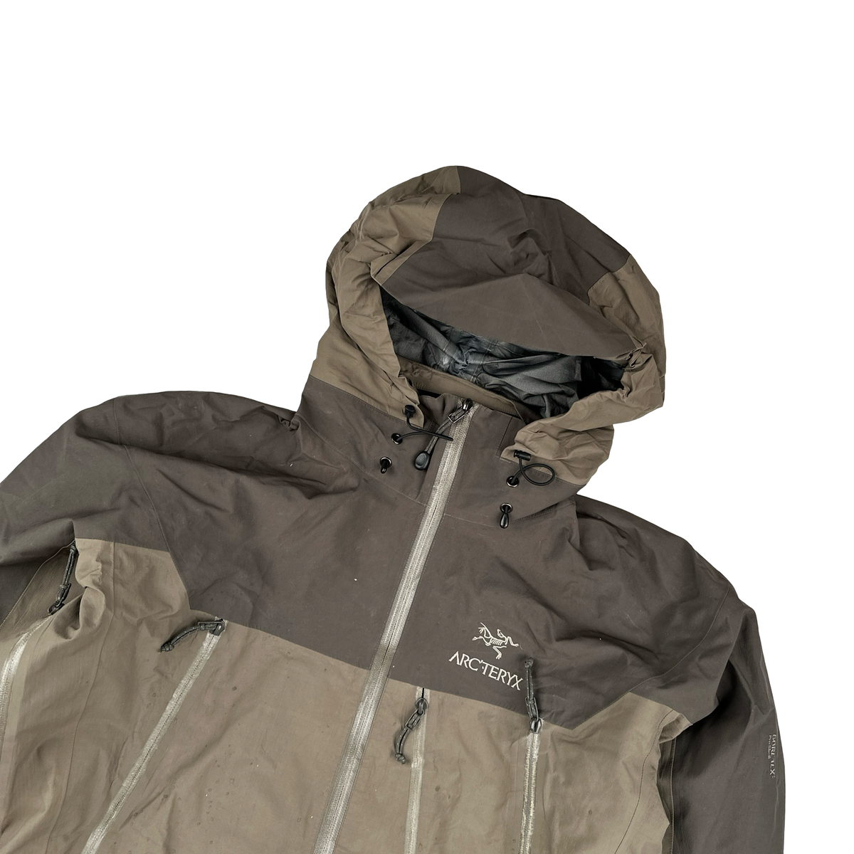 Arcteryx Brown Two Tone Gore-tex Pro Zipped Hooded Jacket - Large