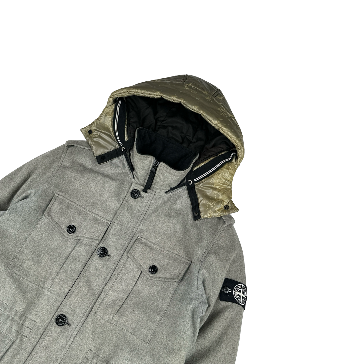 Stone Island 2014 Grey Ice Wool Blend Down Field Jacket - Medium