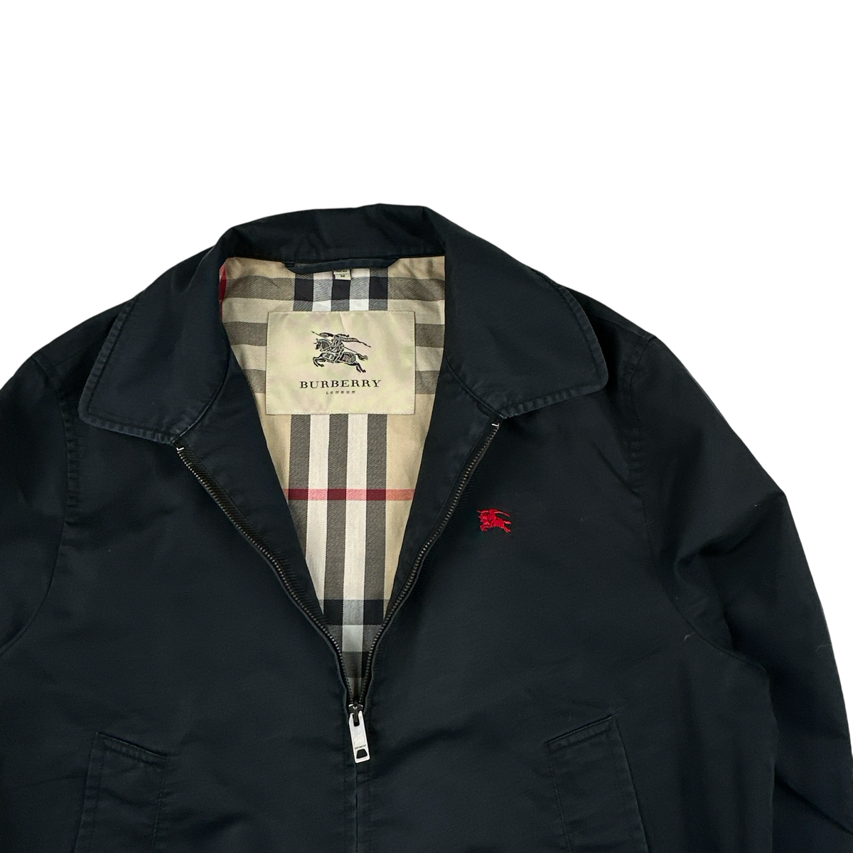 Burberry Nova Check Lined Black Harrington Jacket - Medium – Mat