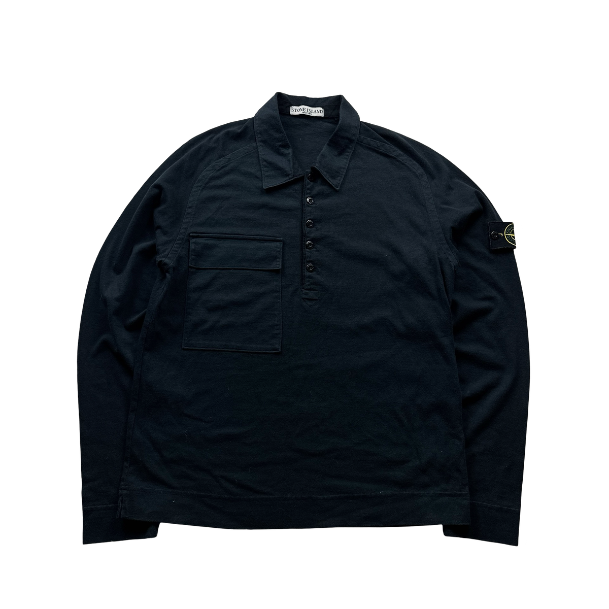 Stone Island 2006 Navy Buttoned Collared Polo Shirt Medium