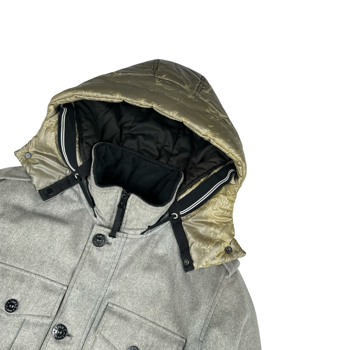 Stone Island 2014 Grey Ice Wool Blend Down Field Jacket Medium