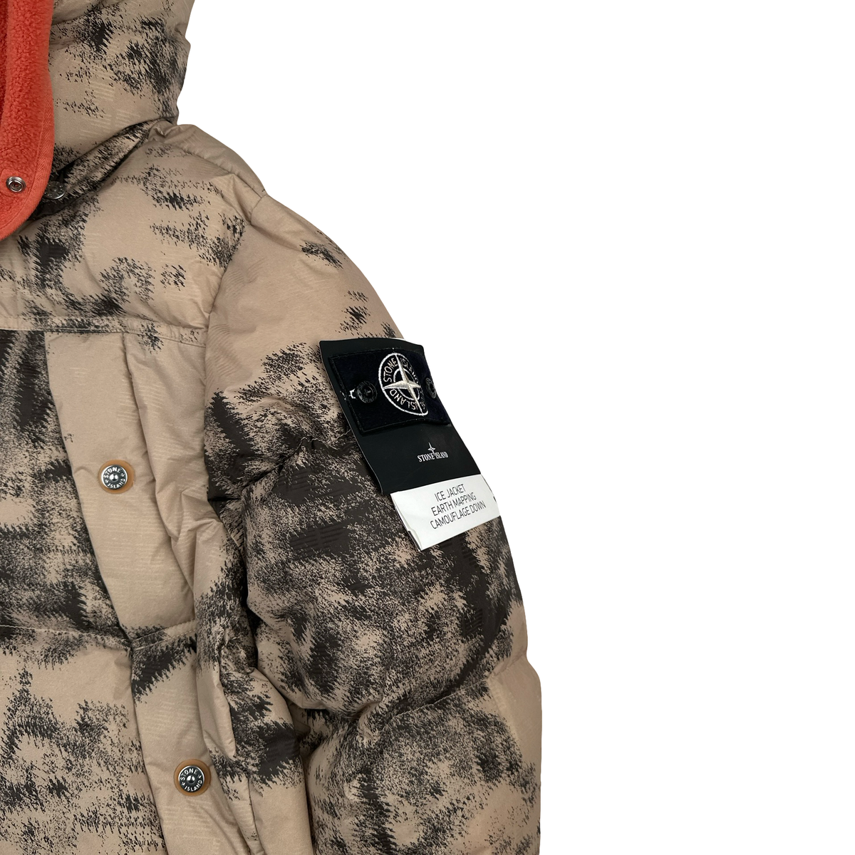 Stone Island 2024 Ice Earth Mapping Camouflage Down Jacket - Large 