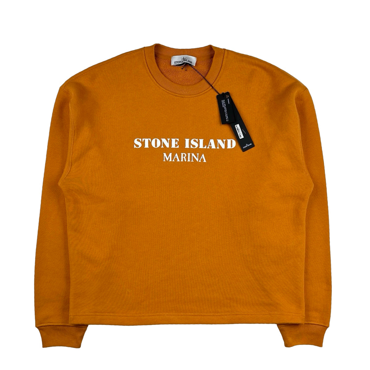 STONE  MARINAオレンジ セーター Stone Island Marina 2023 Orange Spellout Crewneck Jumper - Small