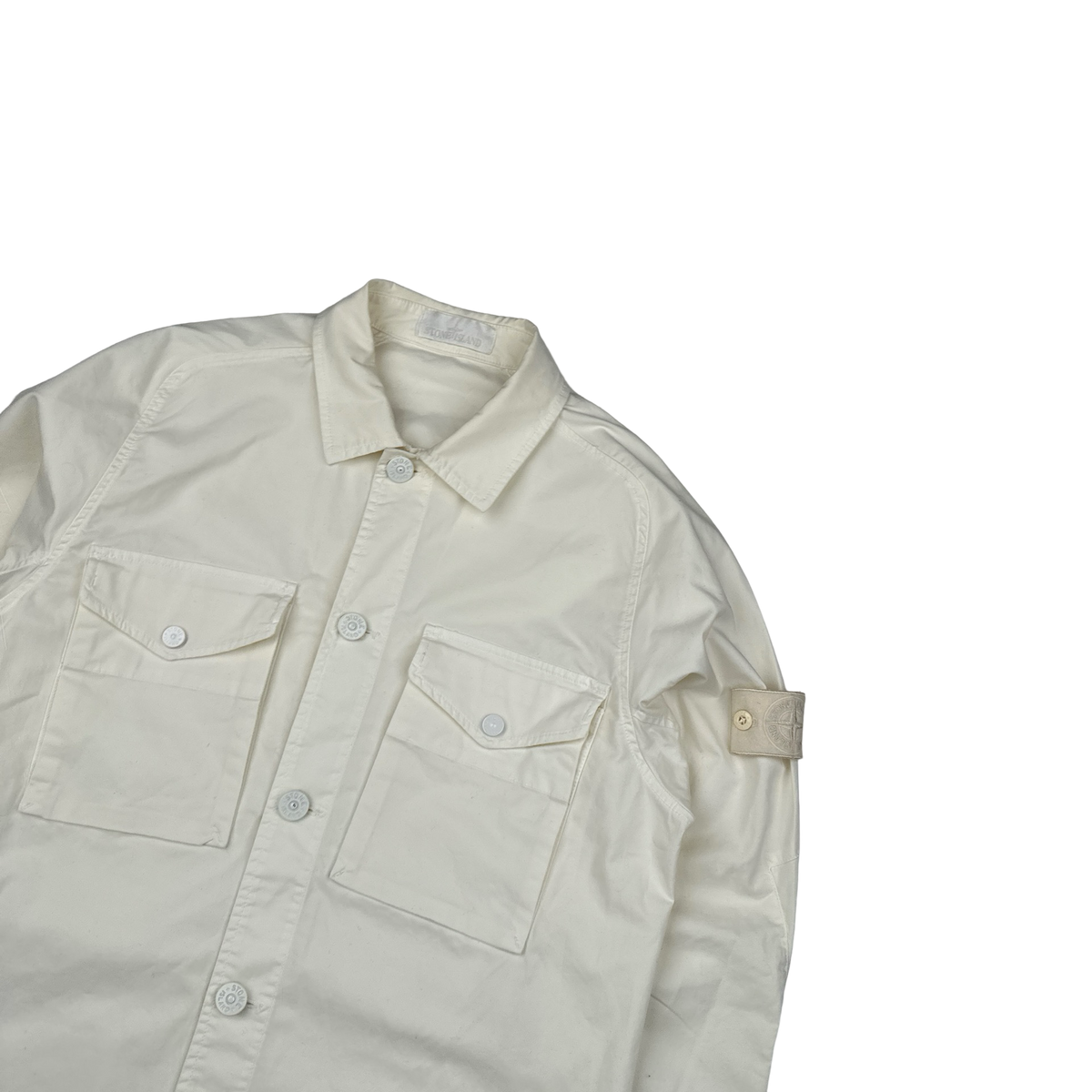 Stone Island 2020 White Thick Cotton Ghost Piece Overshirt