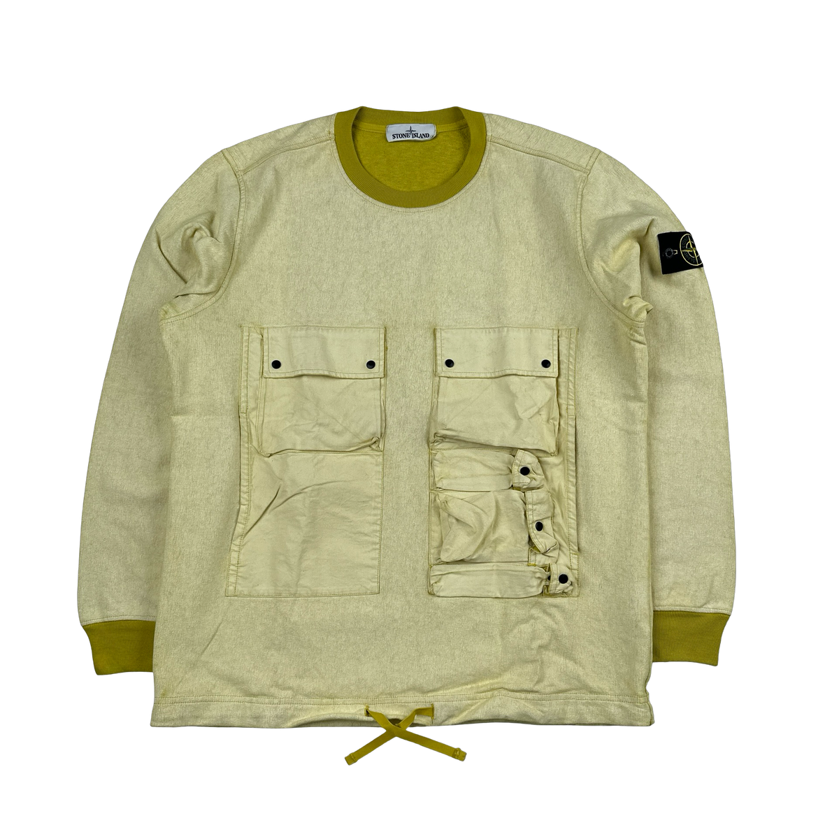 Stone Island 2020 Yellow Tela Placcata Crewneck Sweatshirt - Large 