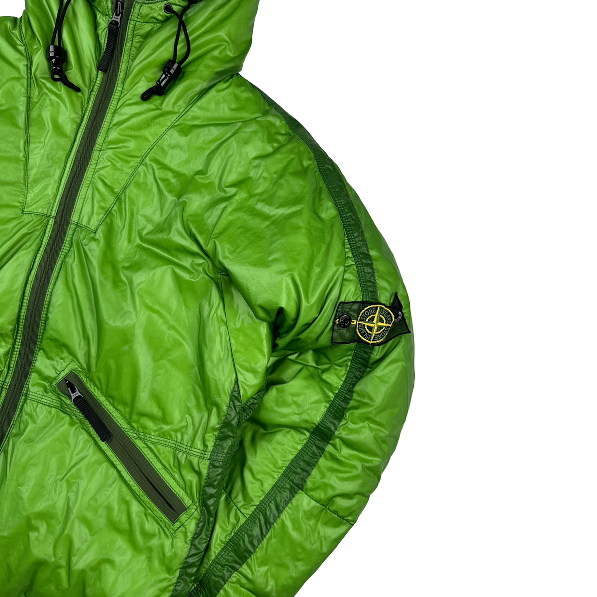 Stone Island 2007 Green Mesh Badge Down Puffer Jacket - Medium 