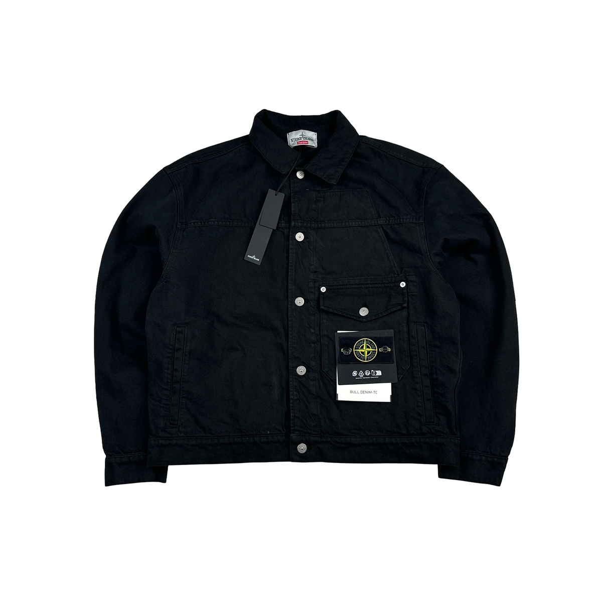 Stone Island x Supreme 2023 Black Bull Denim TC Jacket - Medium 