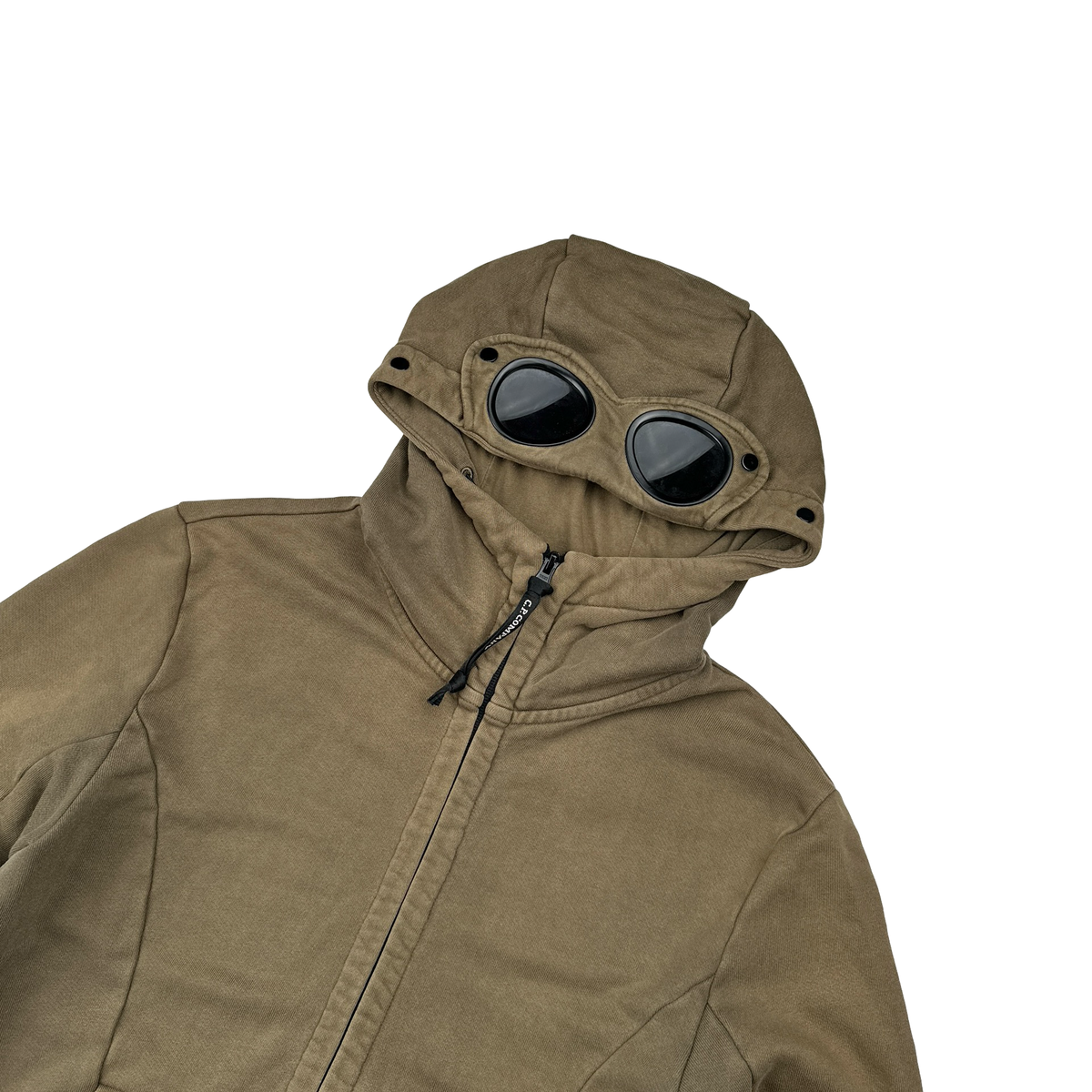 CP Company Light Brown Cotton Goggle Hoodie Small