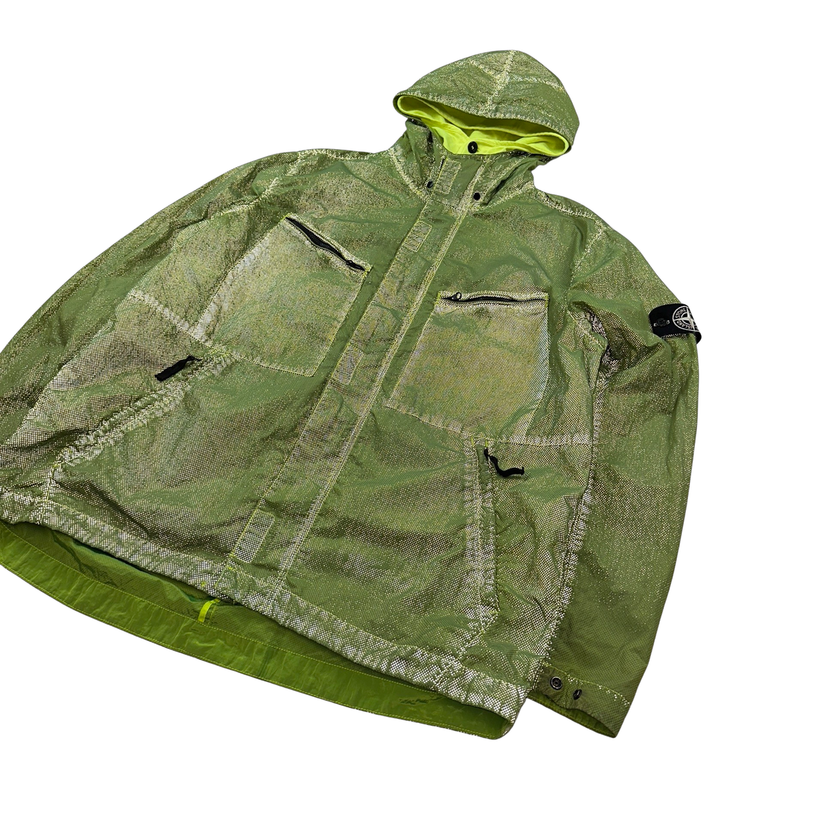 Stone Island 2016 Green Pixel Reflective Hooded Jacket XXL