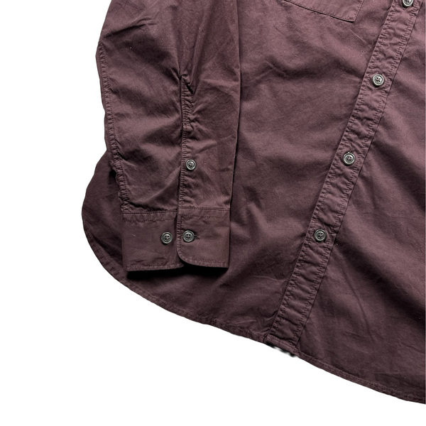 CP Company Burgundy Button Up Overshirt - Large