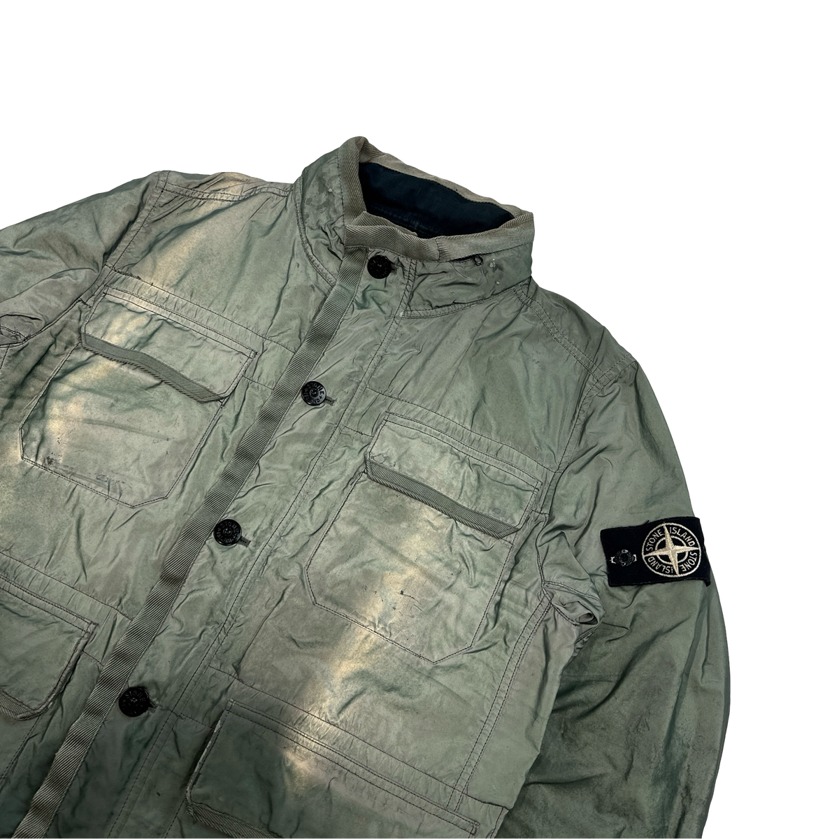 Stone Island Green Liquid Reflective Field Jacket Medium