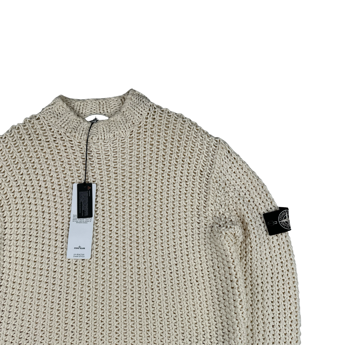 Stone Island 2025 UV-REACTIVE Heavyweight Yarn Knit White/Pink Jumper