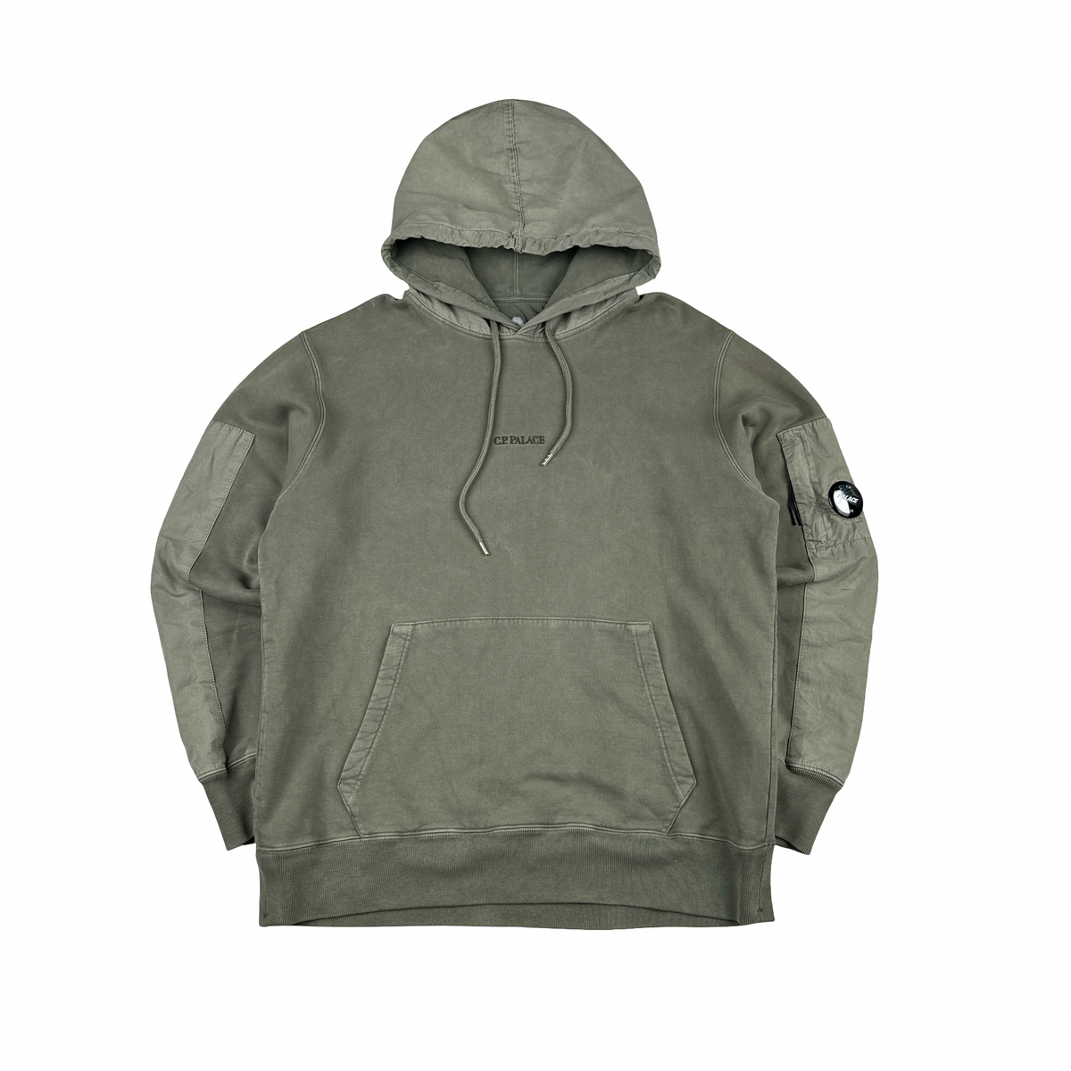 CP Company x Palace Washed Green Spellout Lens View Hoodie - Large 