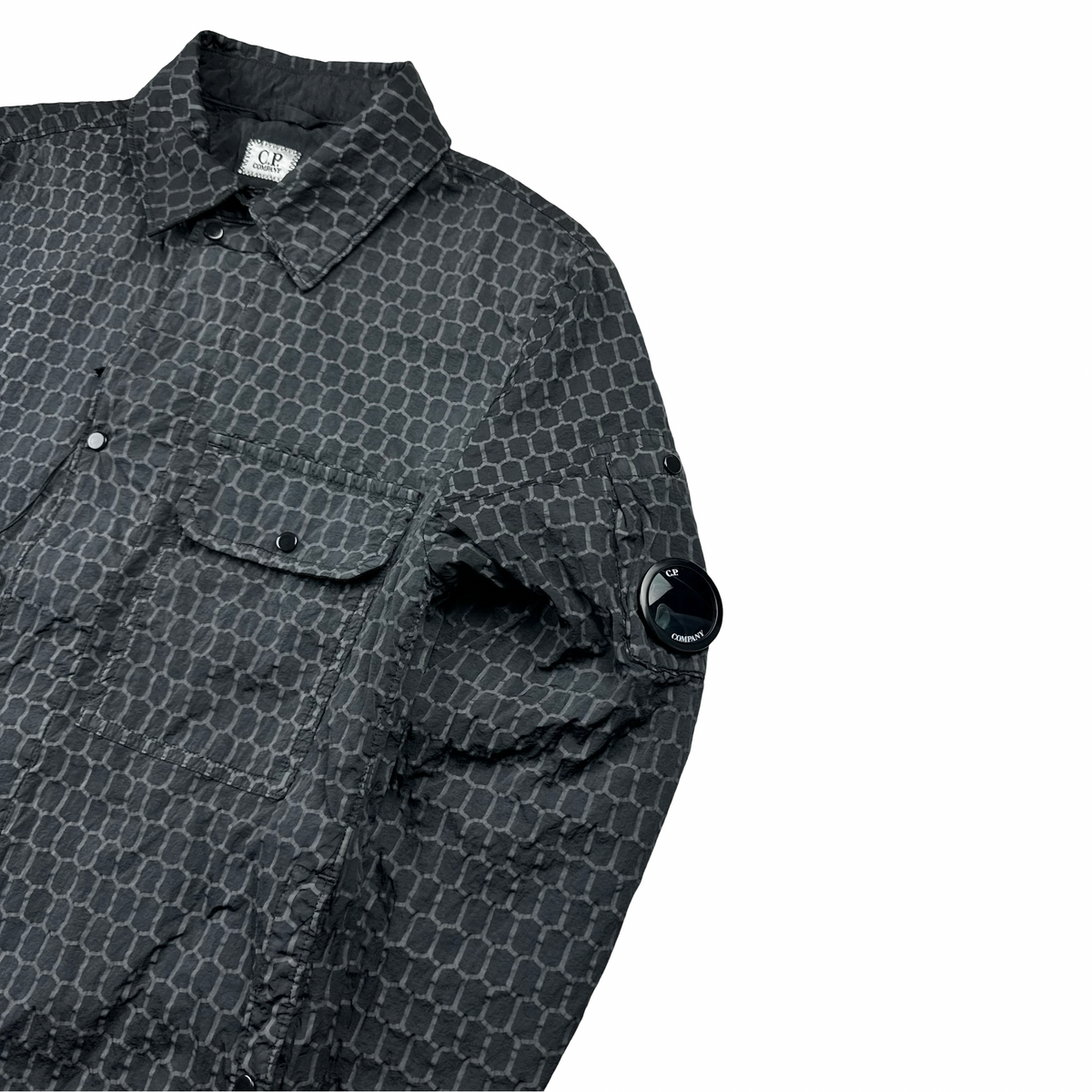 CP Company Black 3D Air Net Zipped Overshirt Medium