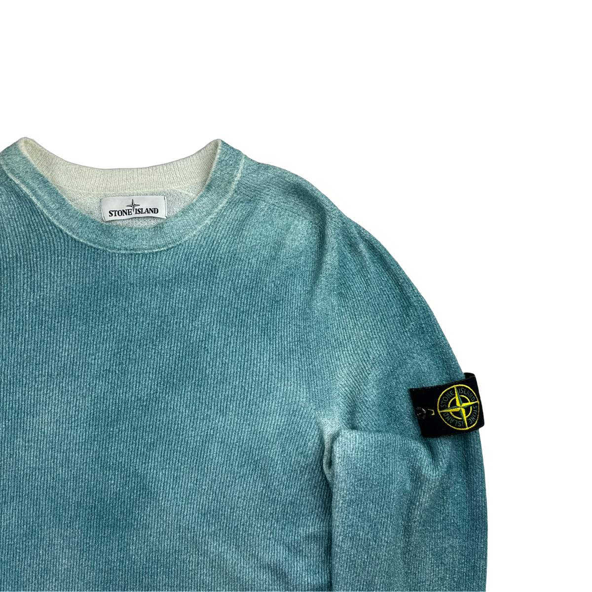 Stone Island 2020 Blue Hand Sprayed Cotton Knit Large