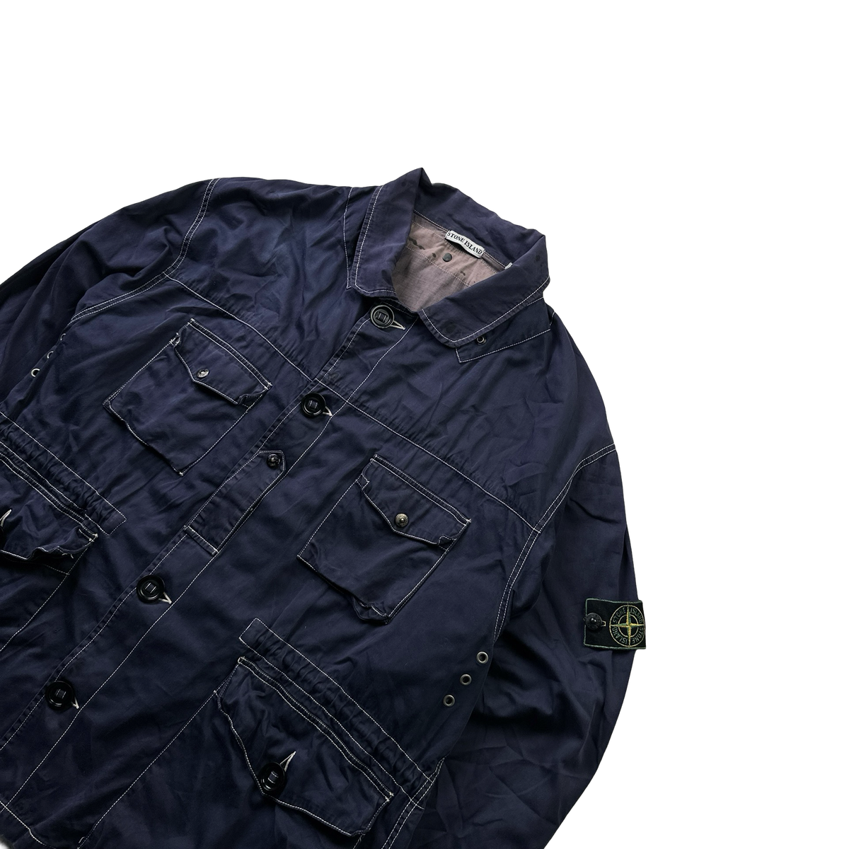 Stone Island Vintage 80s Green Edged Contrast Navy Stitch Field