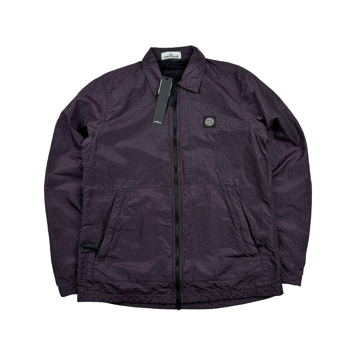 Stone Island Seersucker Purple Nylon Overshirt - Large – Mat's Island