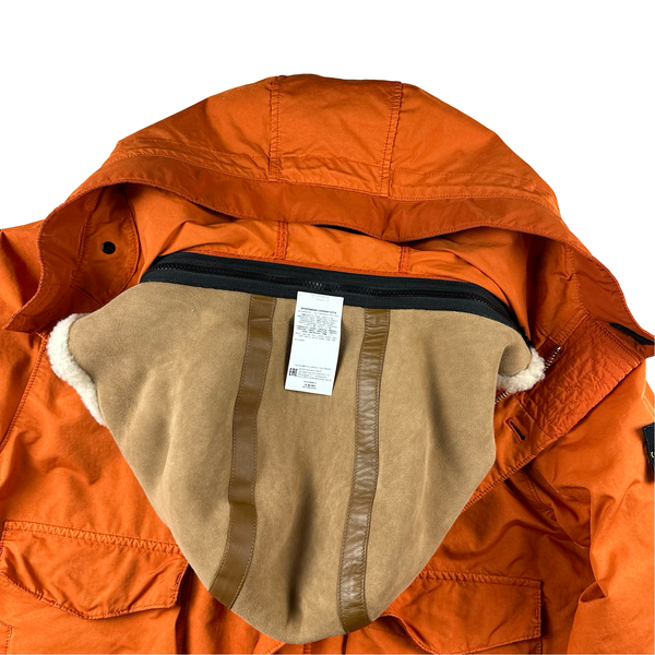 Stone Island Orange David TC Blanket Lined Fishtail Parka Jacket - XL