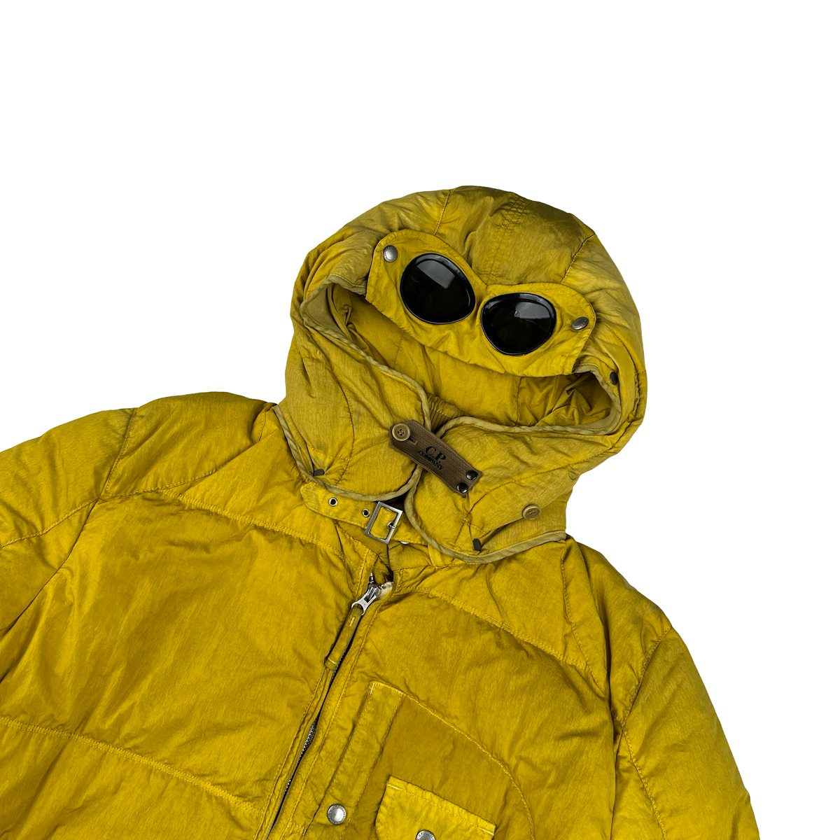CP Company Vintage Yellow Frosted Down Puffer Goggle Jacket Large
