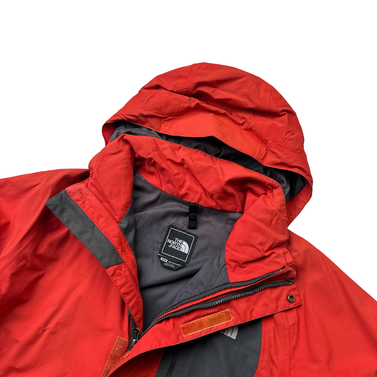 Rain Jacket North Face Red Parka North Face Red/Grey Colour Block