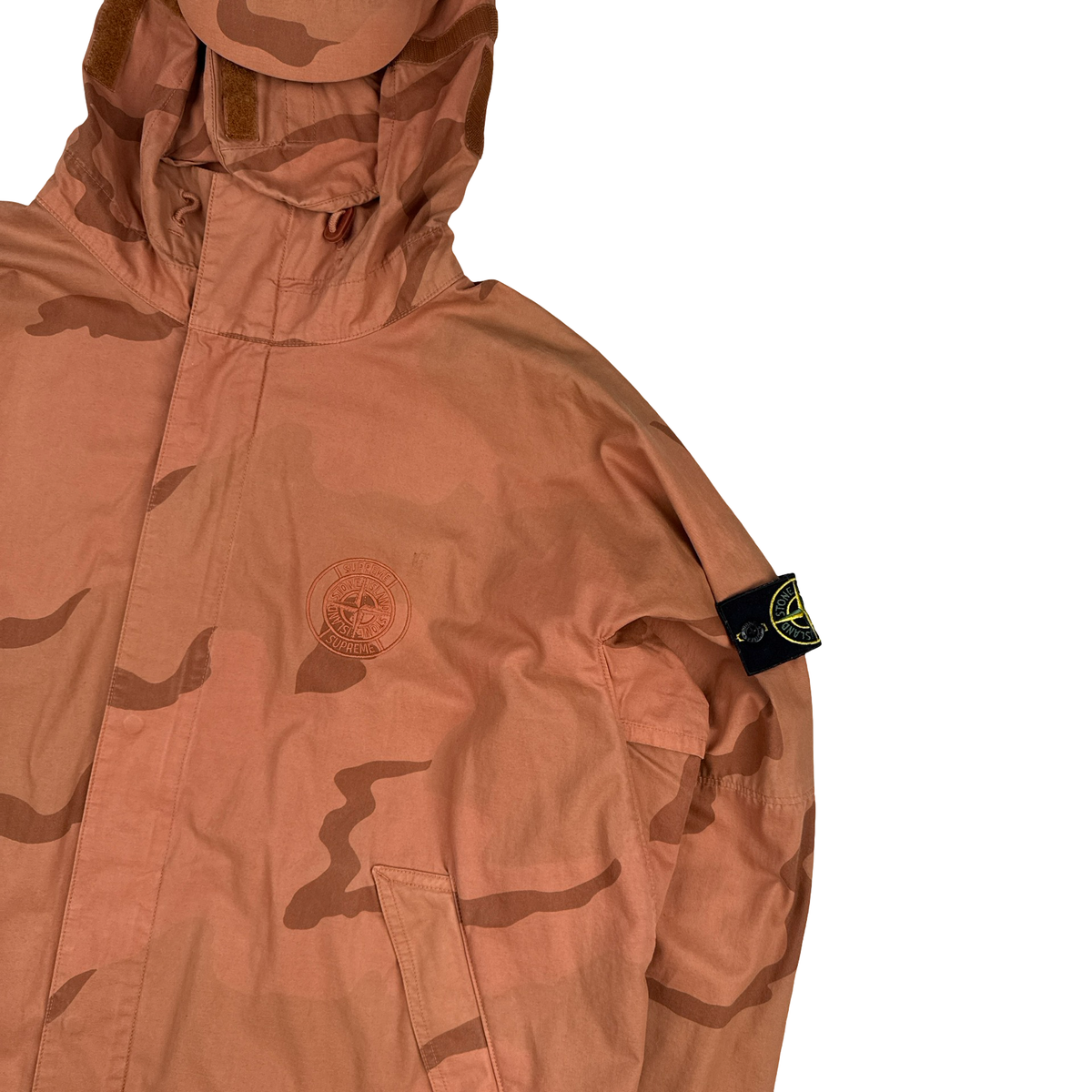 Stone Island Supreme 2019 Orange Brushed Cotton Camo Riot Mask