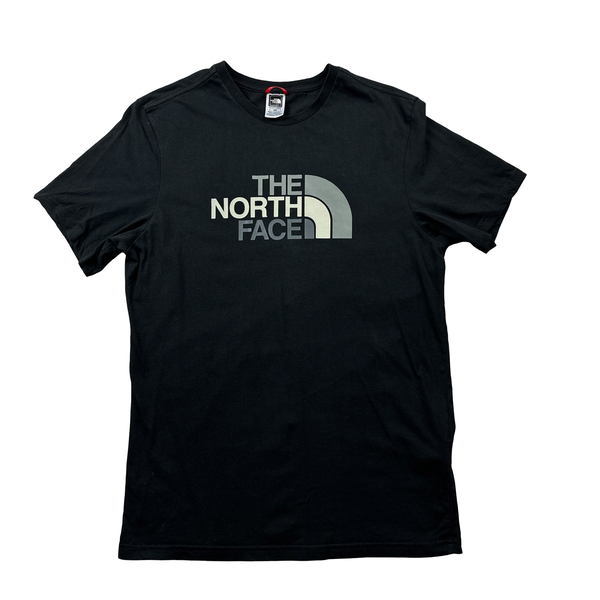 North Face Black Spellout Text Logo T Shirt - Medium