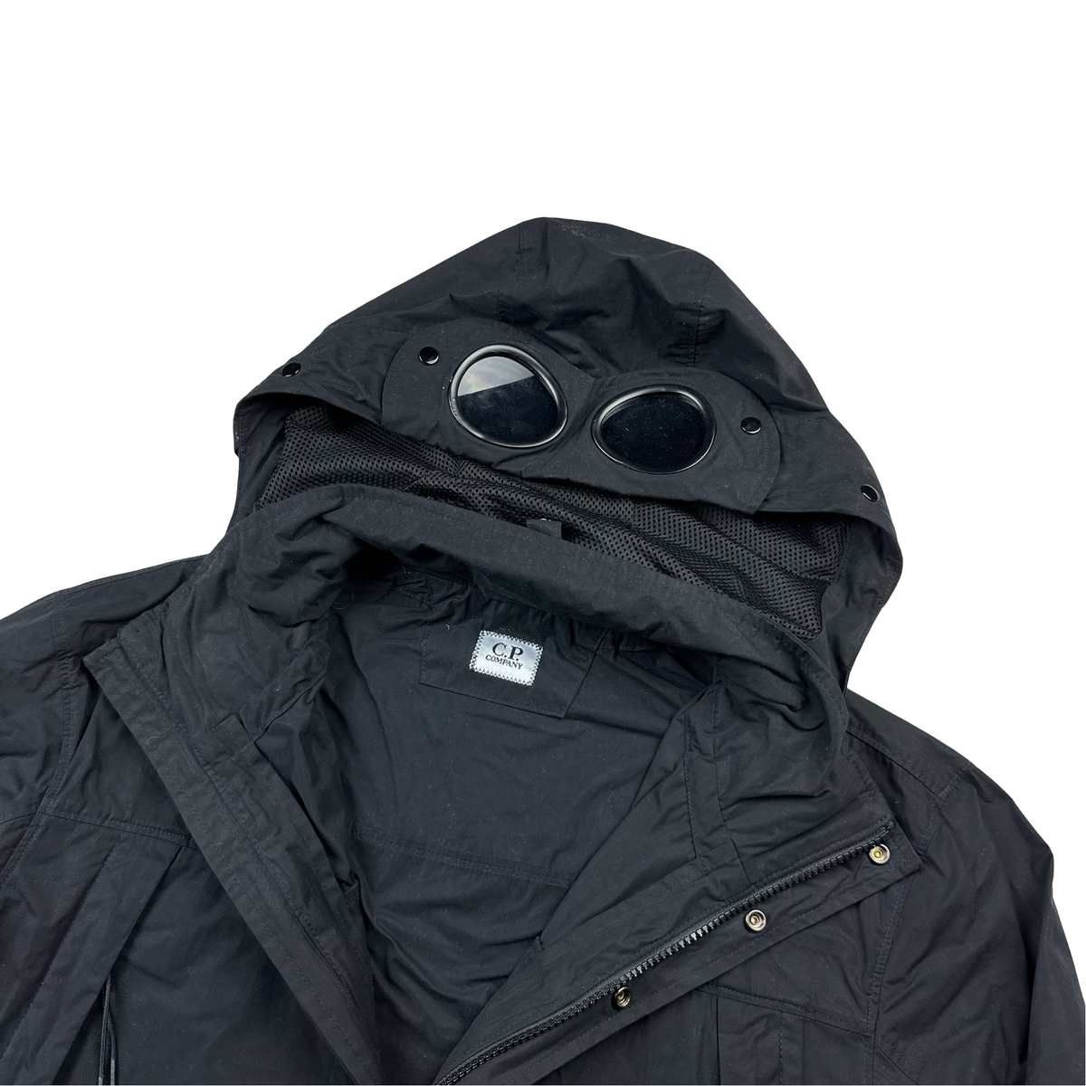 C.P. COMPANY GOGGLE JACKET ブラック CP Company Goggle Black Quilted Lined Multi Pocket Jacket - Medium