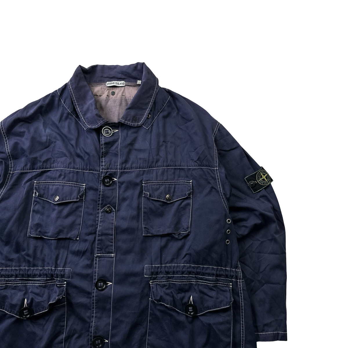Stone Island Vintage 80s Green Edged Contrast Navy Stitch Field