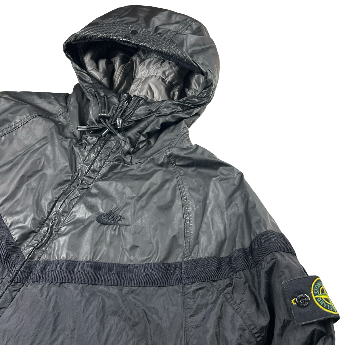 Stone Island x Nike Black Mussola Gommata Nylon Metal Jacket Large
