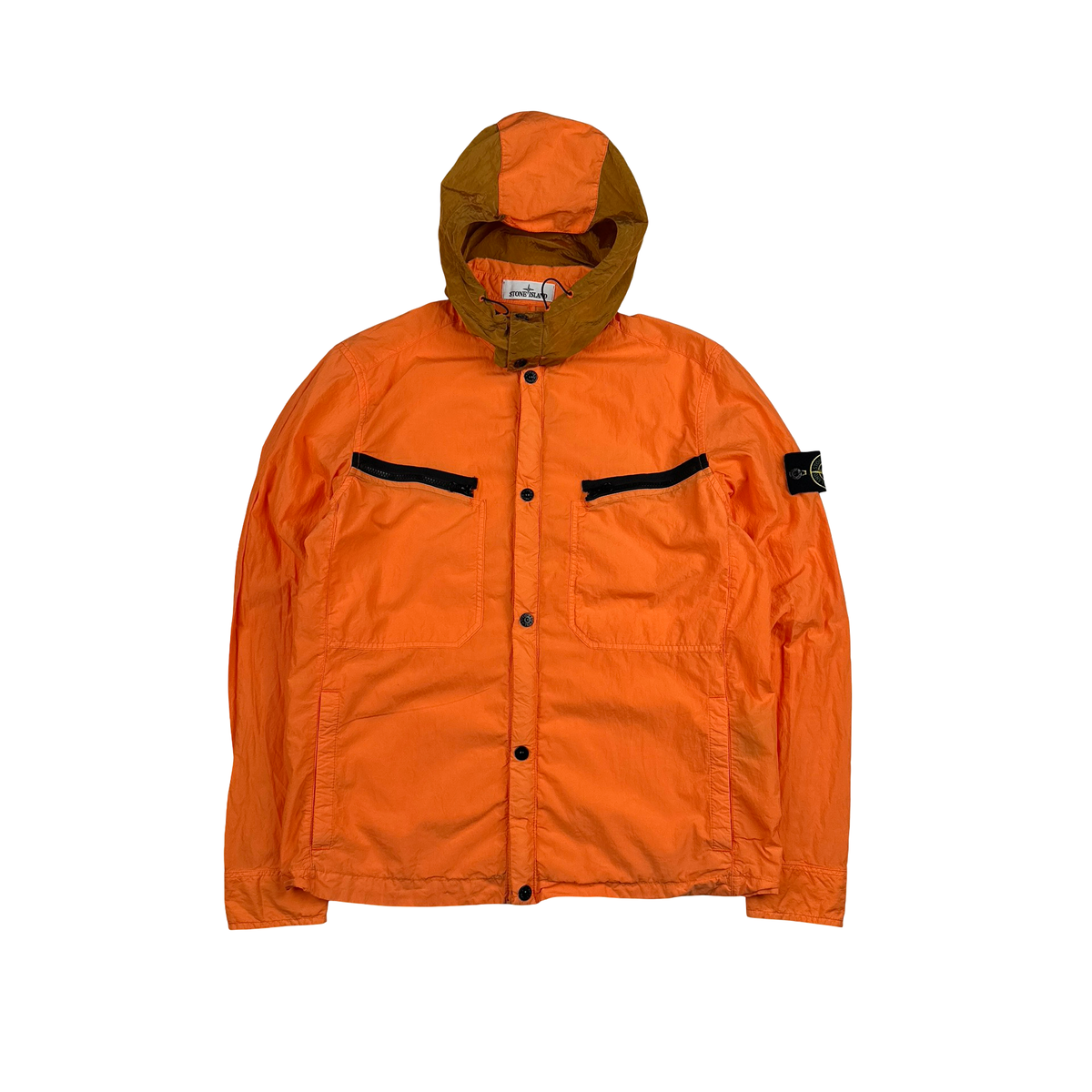Stone Island 2015 Orange Nylon Metal Hooded Overshirt - Large