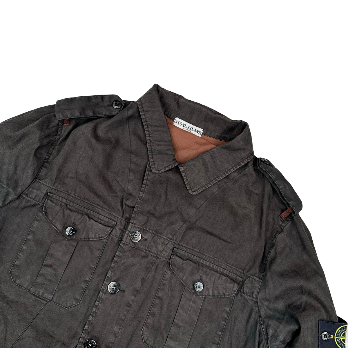 Stone Island 2006 Dark Brown Lino Flax Field Jacket - XXL – Mat