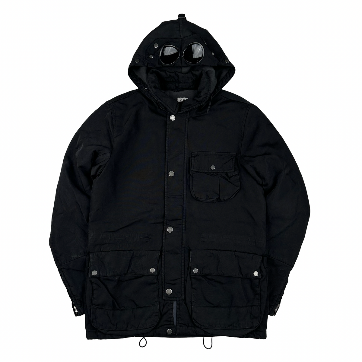 CP Company Goggle Black Quilted Lined Multi Pocket Jacket - Medium