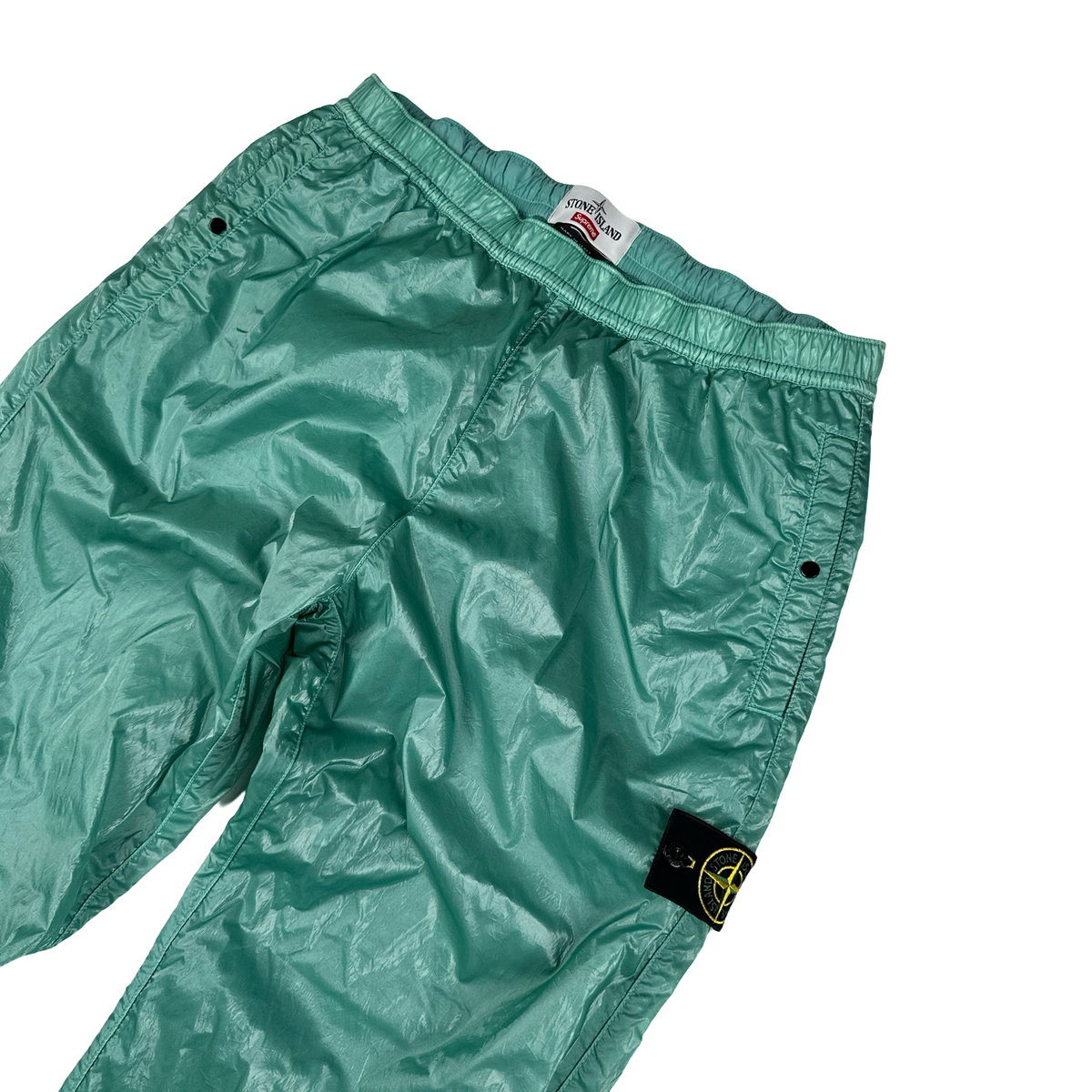 Stone Island x Supreme 2019 Teal Liquid Silk Trousers - Medium