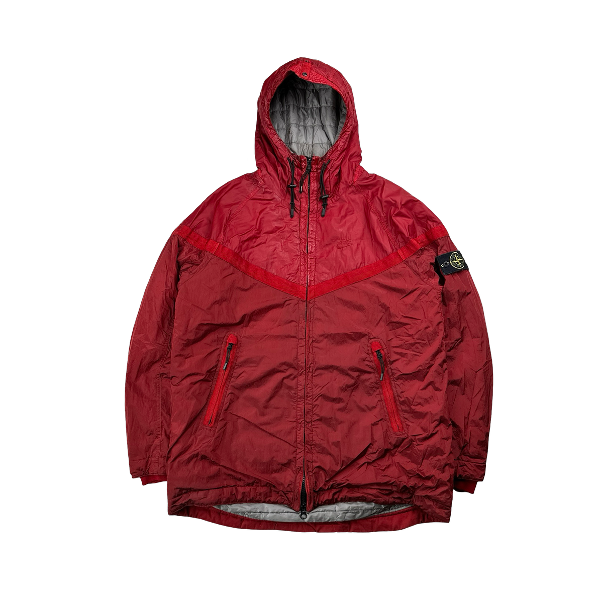 Stone Island x Nike Red Mussola Gommata Nylon Metal Jacket - XL