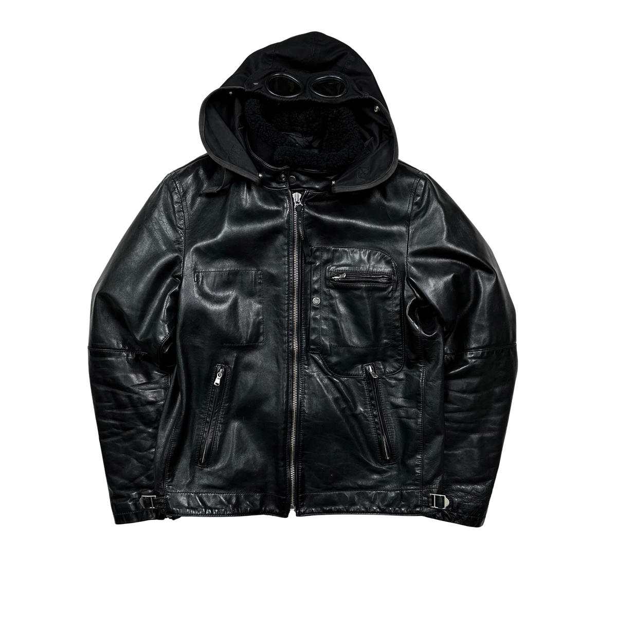 CP Company Rare 2007 Leather Shearling Goggle Jacket - XL – Mat