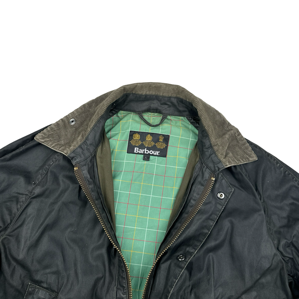 Barbour Dark Green Cotton Wax Field Jacket - Large